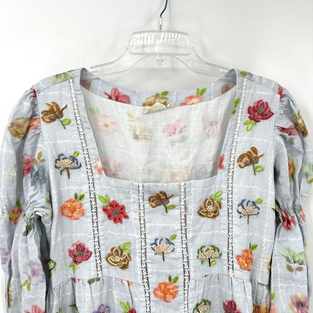 POZRUH maxi dress floral LARGE colorful cottage tiered smocked embroidered - Picture 4 of 16